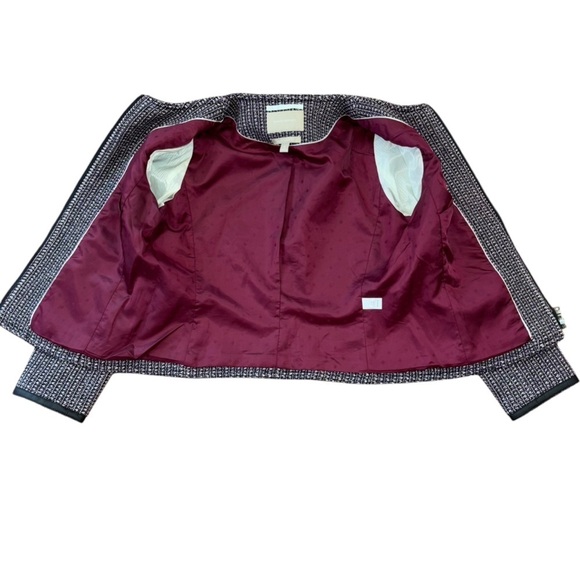 Banana Republic Black Tweed Faux Leather Trim Jacket Women’s 12 Old Money Preppy - Picture 3 of 14